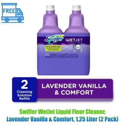 (2 Pack) Swiffer WetJet Liquid Floor Cleaner, Lavender Vanilla & Comfort, 1.25 L