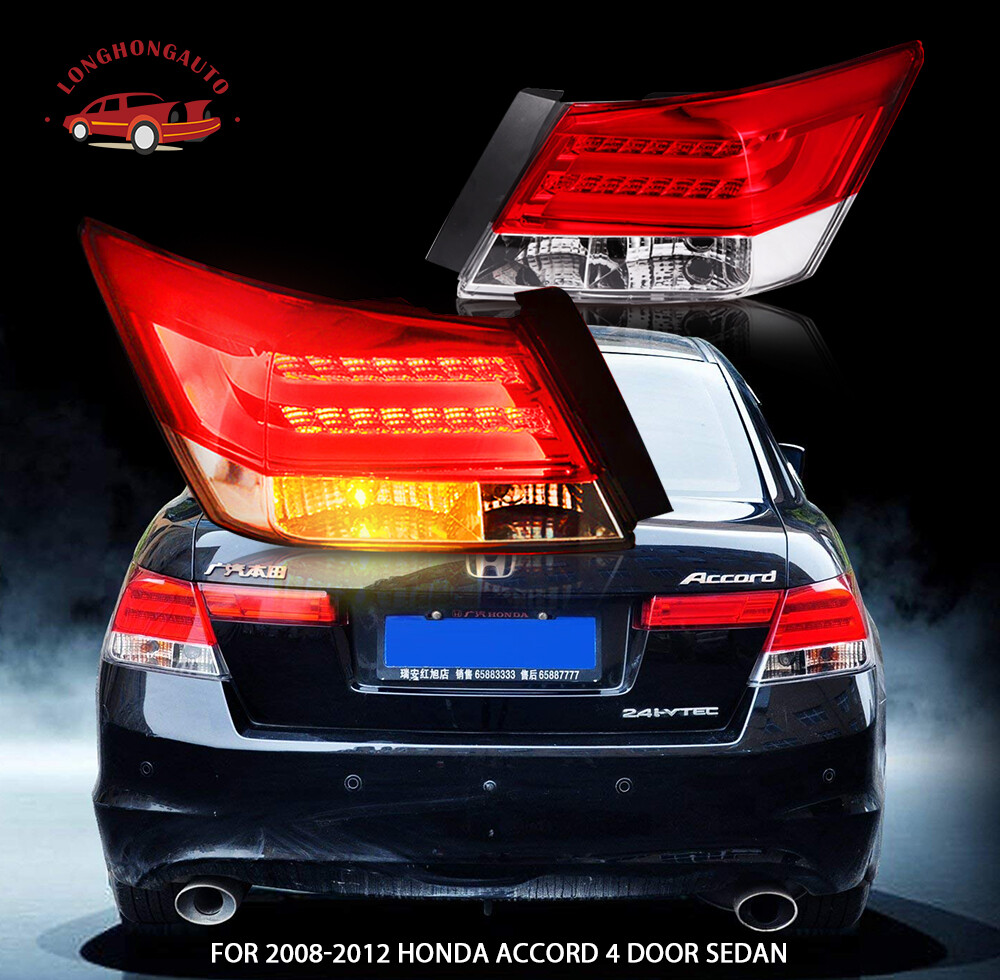 Pair Red LED Rear Brake Tail Lights For Honda Accord 2008-2012 4