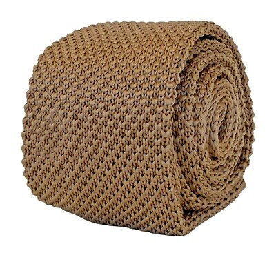 Frederick Thomas Designer Bronze Brown Herren Gestrickt Krawatte