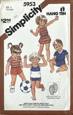 Simplicity Pattern 5953 Hang Ten Toddler Romper Top with Transfer Size 2 Uncut
