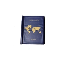 Coin Collection Book Holder Album Collectors 300 Pockets Coins Display Case Blue
