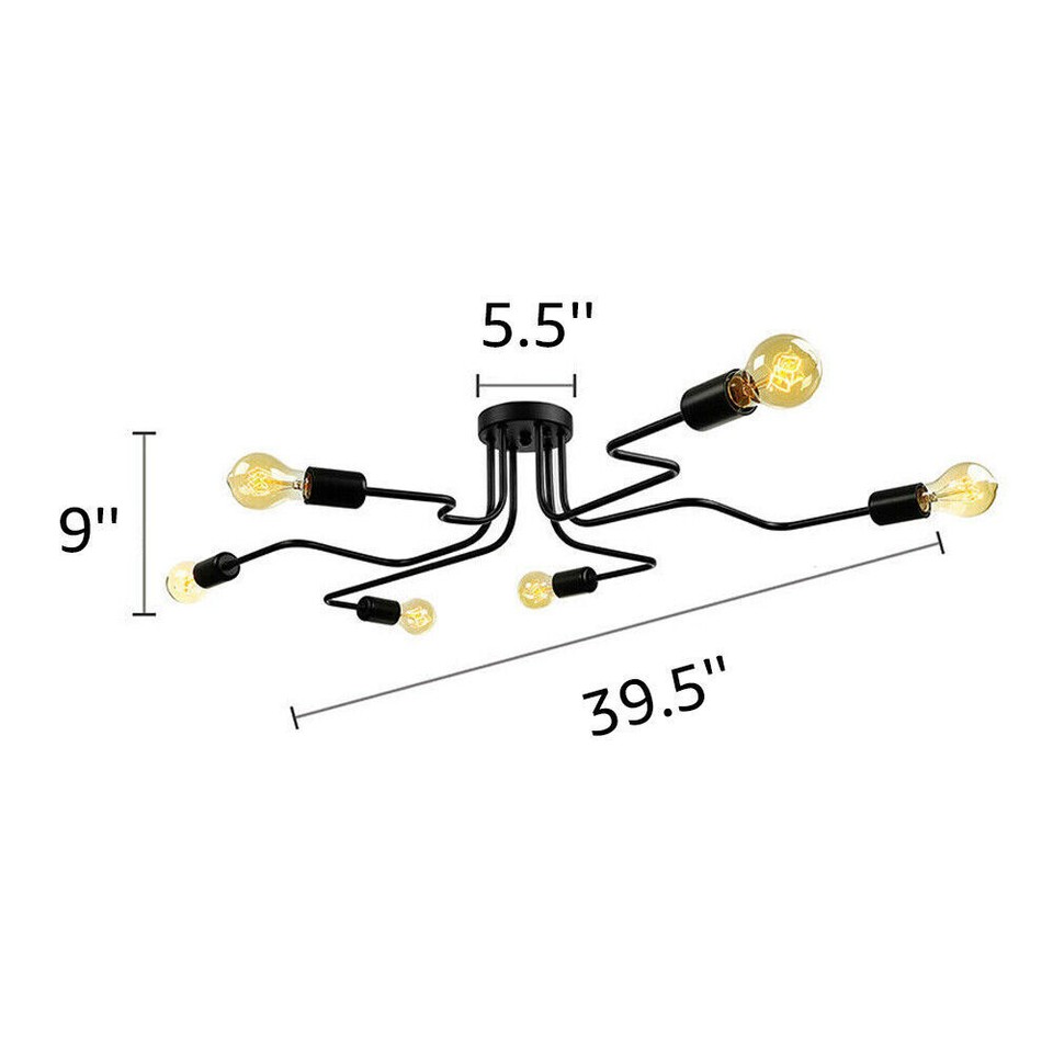 Modern Ceiling Light Fixture 6Light LED Flush Mount Sputnik Chandelier