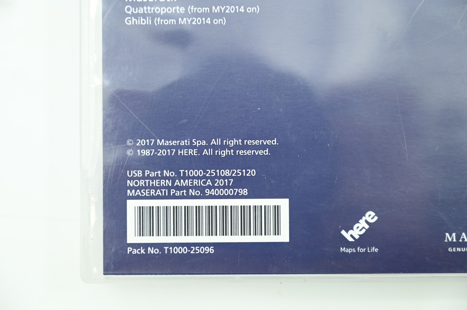 Genuine OEM Maserati Northern America 2017 Navigation Maps Update P/N 940000798