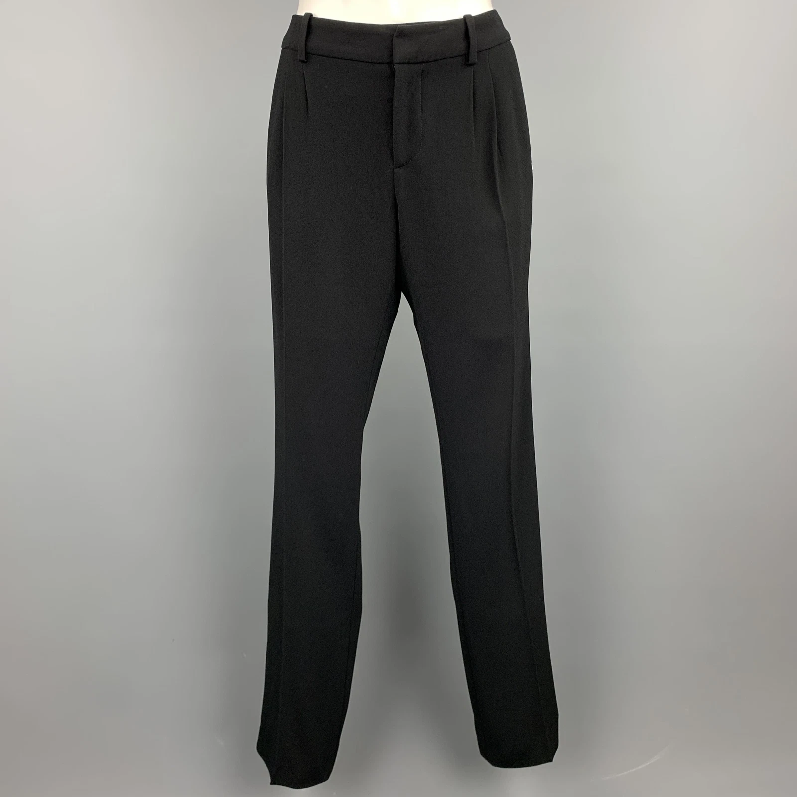 BALENCIAGA taglia L pantalone abito plissettato misto triacetato nero