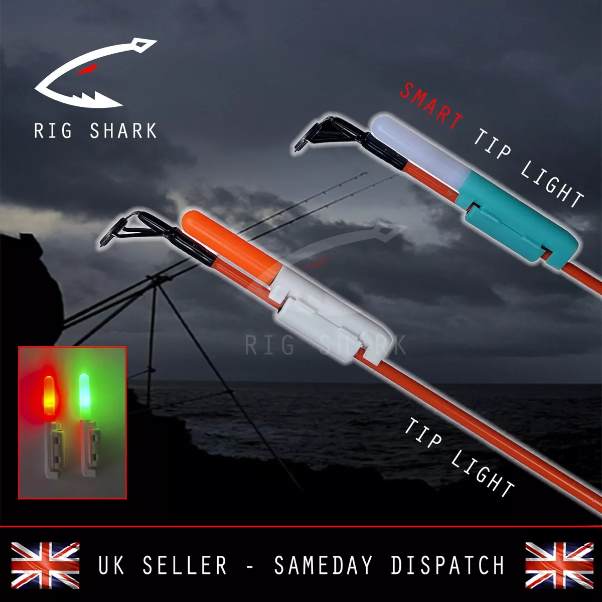 Rig Shark™ LED Sea Fishing Rod Tip Light + SMART Glow Stick Bite