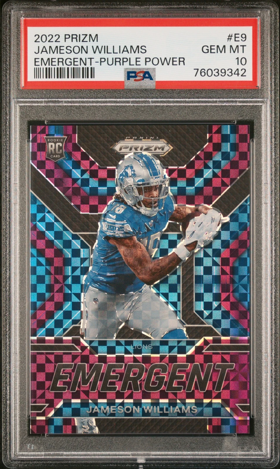 Jameson Williams Panini Prizm Emergent #E9 Purple Power