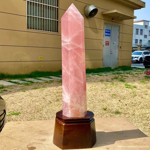 10.2LB - Hexagonal Rose Quartz Pillar - Free Display Base - Love Stone - Picture 11 of 14