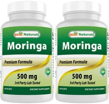 2 Pack Best Naturals Moringa 500 mg 60 Vcaps 