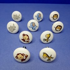 Jungle Animal DRAWER PULLS Lot of 10 Elephant Lion Monkey Giraffe Hippo