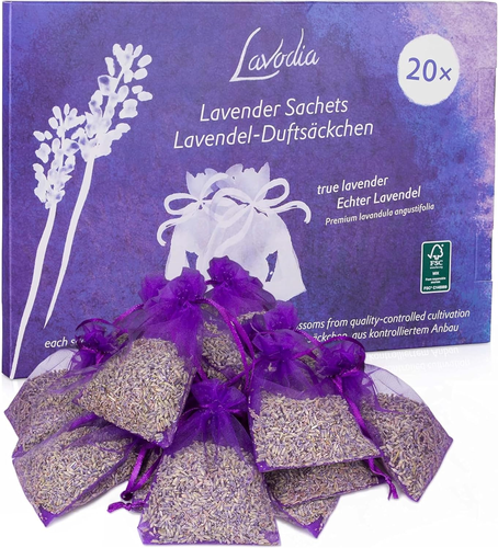 Lavender Sachets for Drawers and Closets - Pack of 20 Sachet Bags with Dried Lav