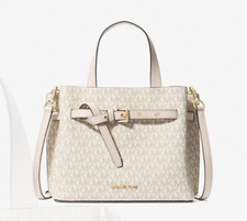 MICHAEL KORS Handbag Emilia Small Logo Satchel Tote Purse Light Cream/Multi NWT