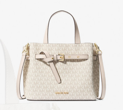MICHAEL KORS Handbag Emilia Small Logo Satchel Tote Purse Light Cream/Multi NWT