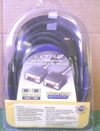 1 NEW ULTRA U12-40521 VGA MALE TO MALE CABLE 10FT 1920X1200 NIP **MAKE OFFER**
