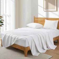 4PCS 100 Organic Cotton Sheet Sets King White