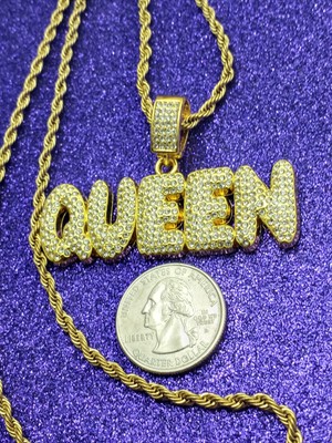 Jeweled Bling Hip Hop Queen Fashion Pendant Necklace