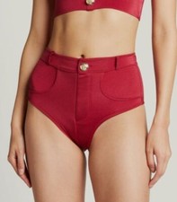  177 Oye Women's Red Lavinia High-Waist Bikini Bottom Swimwear Size Medium