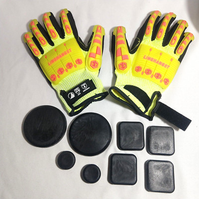 LINGHANGST Longboard Slide Gloves & 8 plastic pads hook & latch light wear
