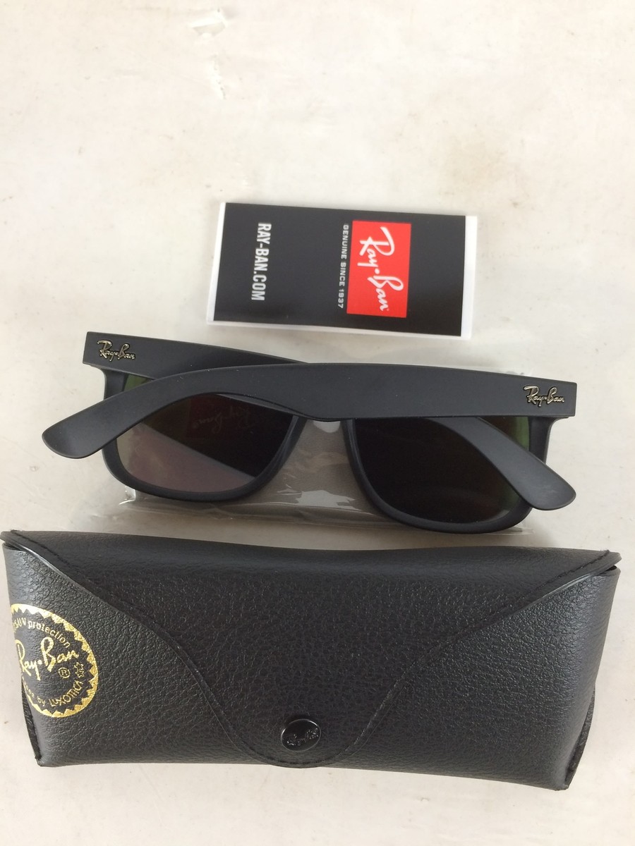 Ray-Ban Justin Sunglasses, Black Frame, Red Mirror Lens, 55mm