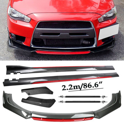 Front Lip Chin Bumper splitter Carbon Fiber Body Side Skirt  For Mitsubishi L