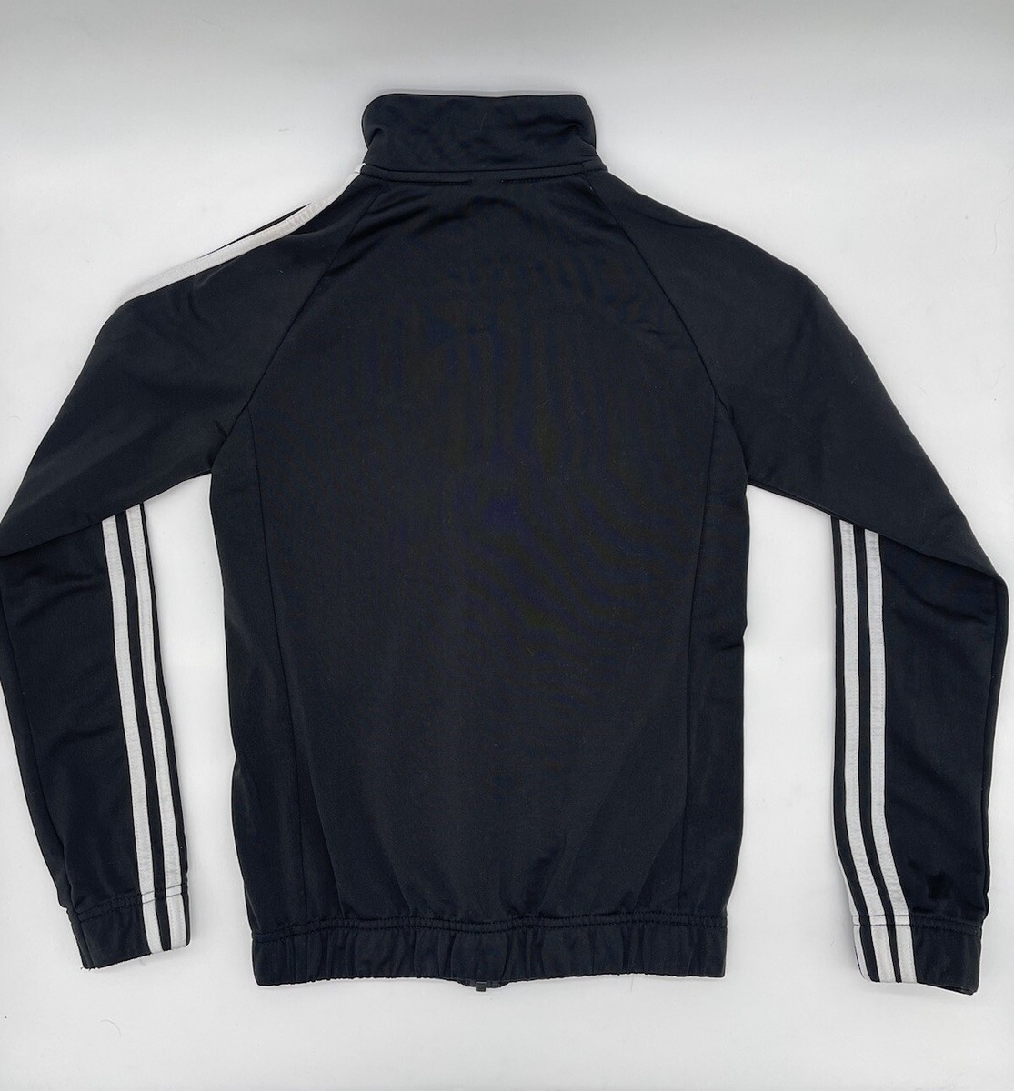 Adidas Track Jacket Black White Tricot 3 Stripe Full Zip