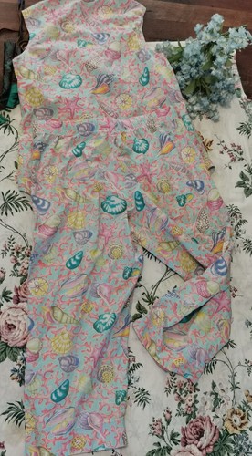 Nick & Nora Pajama Set Size S Save Seashells and Corall Cotton Cute Fun PJs 0265 - Picture 6 of 6