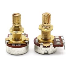 2 Pcs Split Shaft Long Audio Taper Guitar Volume Potentiometers Mini B250K Gold