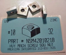#10-32 HEAVY SQUARE MACHINE SCREW NUTS STEEL ZINC PLATED 7/16 AF X .158 TH (50)