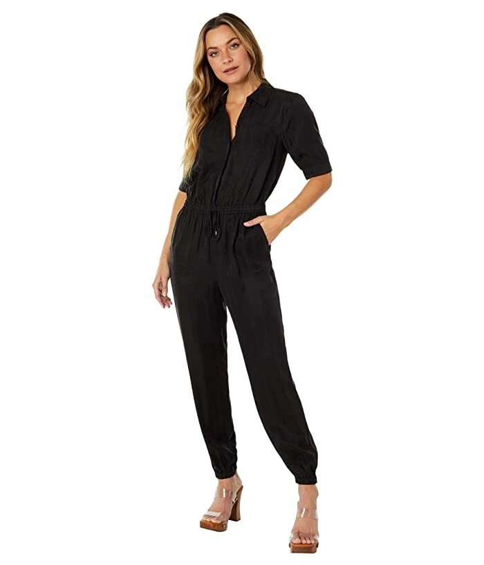 Paige L129509 Womens Black Short Sleeve Button-Down Isa Jumpsuit Size S - Image 3 of 4