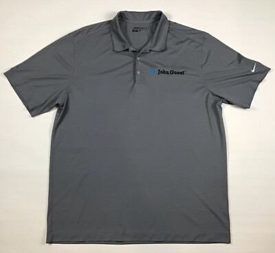Nike Polo Golf Shirt Mens XL Gray Short Sleeve Dri-fit John Guest