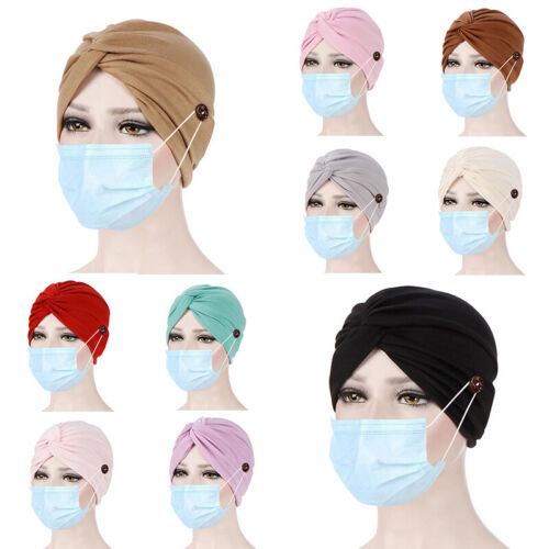 Frauen Chemo Cap Muslim Turban Hut Hijab Hut Knopf Kopfbedeckung Haarausfall C8 - Bild 10 von 44