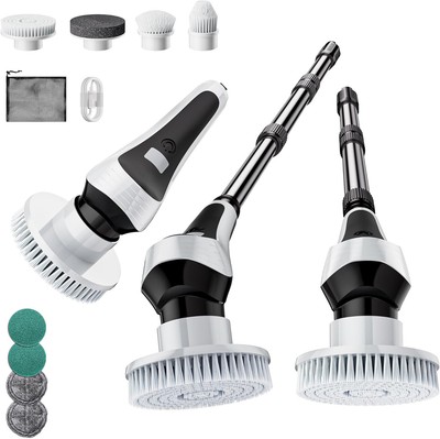 Electric Spin Scrubber,Cordless Cleaning Brush with Power Display Black 