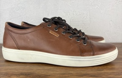 Ecco Soft 7 Shoes Mens Size 10 / EU 44 Brown Leather Lace Up Casual Sneakers