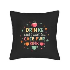 Set of 2 Decorative Throw Pillow Covers 18x18 - Colorful Text  Floral Design