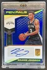 2019-20 Panini Donruss Elite Keldon Johnson Pen Pals RC Blue Auto #/35 Spurs