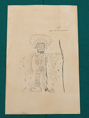 JEAN MICHEL BASQUIAT Drawing on paper (Handmade) signed and