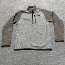Patagonia Sweater Mens Small Tan Better Sweater 1/4 Zip Fleece Pullover Raglan