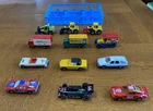 Lot Of 12 Vintage Matchbox Lesney Toy Cars & Trucks In Blue Plastic Car Holder