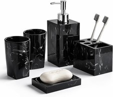 5 Piece Bathroom Accessories Set, Marble Resin Bathroom Vanity Set, Soap