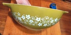 VTG Pyrex 444 Spring Blossom Crazy Daisy Cinderella 4 QT Green White Mixing Bowl