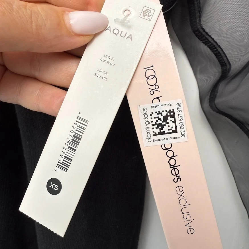 Aqua Blouse Womens XS Black Knitted Pullover Chiffon Balloon Sleeve V Neck NWT - Image 3 of 4