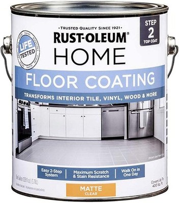 Rust-Oleum HOME Floor Coating, Top Coat (50 VOC), Matte, 1 Gallon - 358585