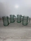 4 Vintage Coca Cola  Green Mugs with Handle Indiana Glass 5.5”