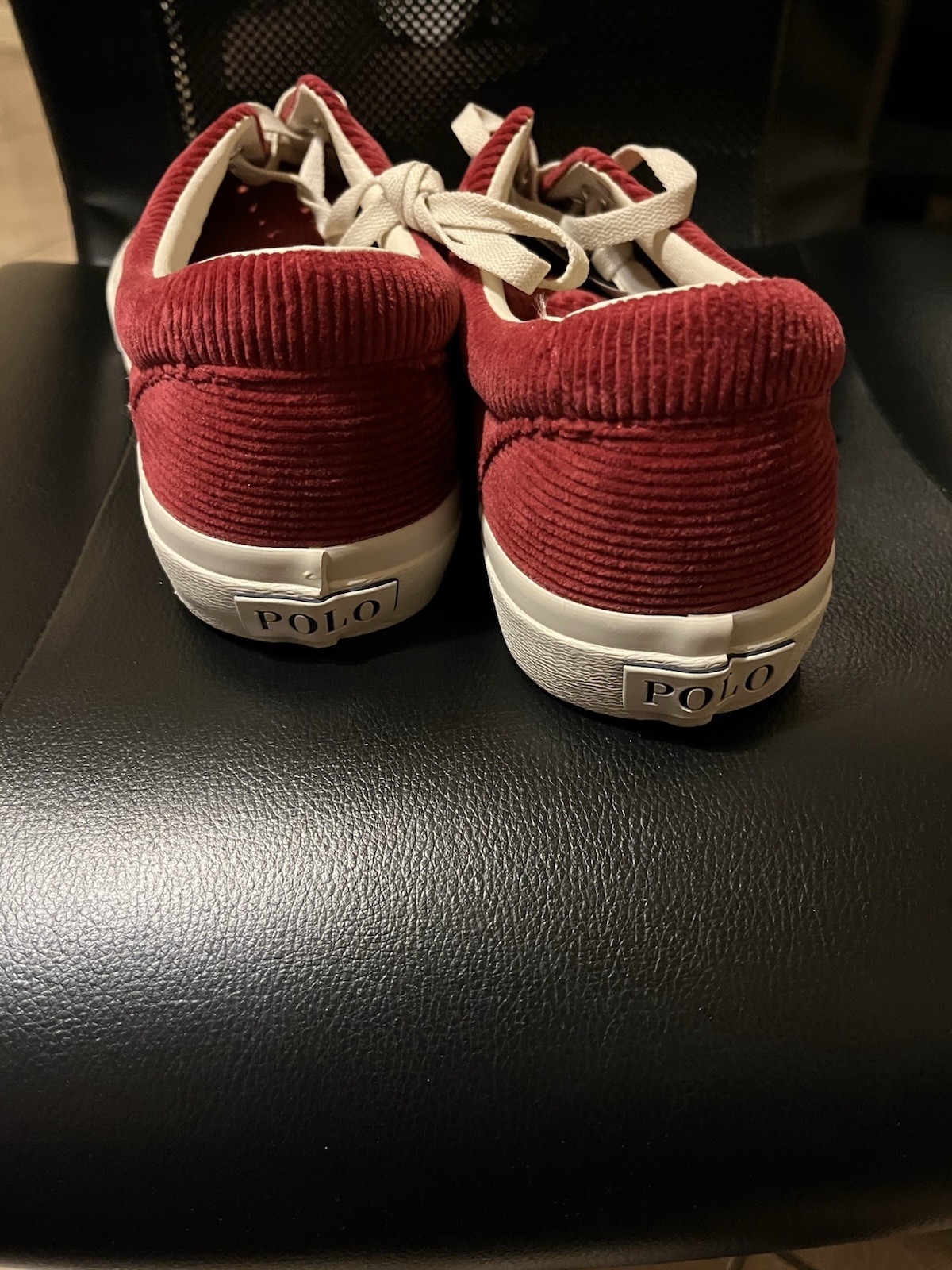 Taglia 11 Sneakers stringate Polo Ralph Lauren Keaton Pony rosso velluto a coste tela