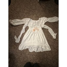 White dress, BRAND NEW/, puff sleeve, tie back, white, Size Small