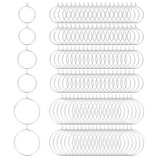 120 Pcs 20/25/35mm Earring Beading Hoops for DIY Pendant, Silver