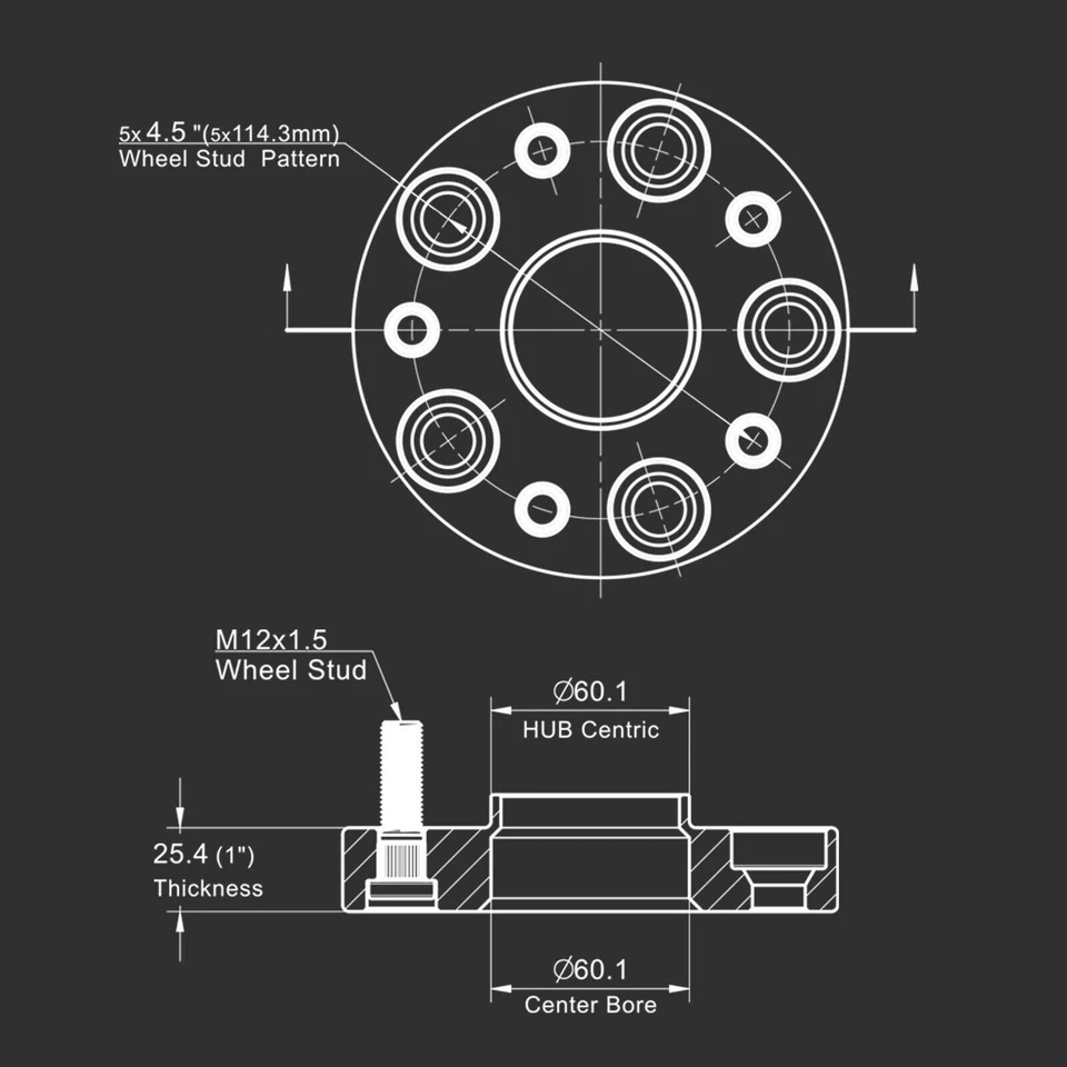 4PC 1 inch 25MM 5x114.3mm Wheel Spacers For Lexus IS250 IS300 IS350 Toyota Camry - Image 2 of 4
