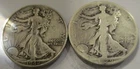 Walking Liberty Silver Half Dollars, 50c, Lot of 2, 90% Silver-LOT H