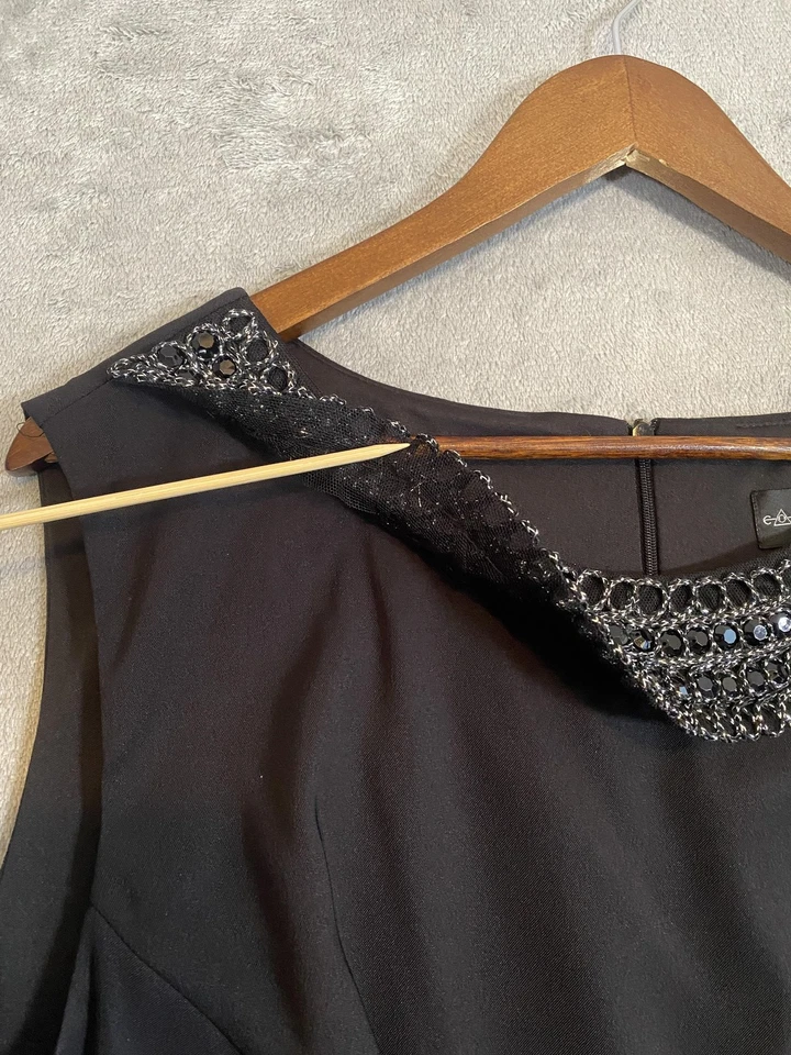 Connected Apparel Dress Womens 22W Black Beaded Neckline Tiered Sheath Cocktail - Image 3 of 4