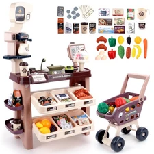 Supermarket Playset for Kids Grocery Store Pretend Play Role Market Stall Toy...