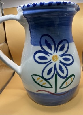 La Primula Ceramic pitcher Blue White flower design